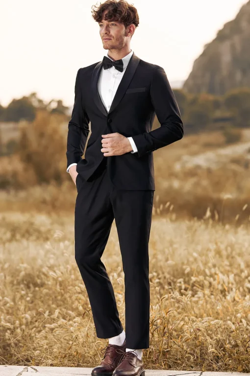 Black Men's 3 Pieces Shawl Lapel Single Breasted Prom Suits