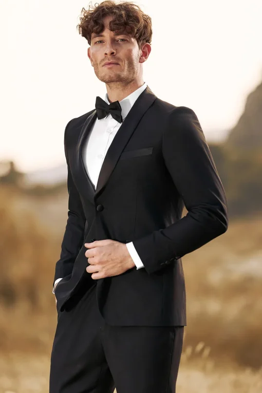 Black Men's 3 Pieces Shawl Lapel Single Breasted Prom Suits