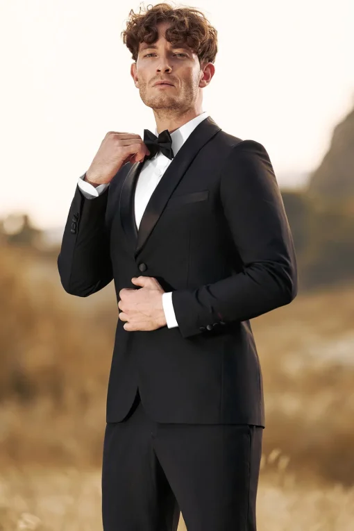 Black Men's 3 Pieces Shawl Lapel Single Breasted Prom Suits