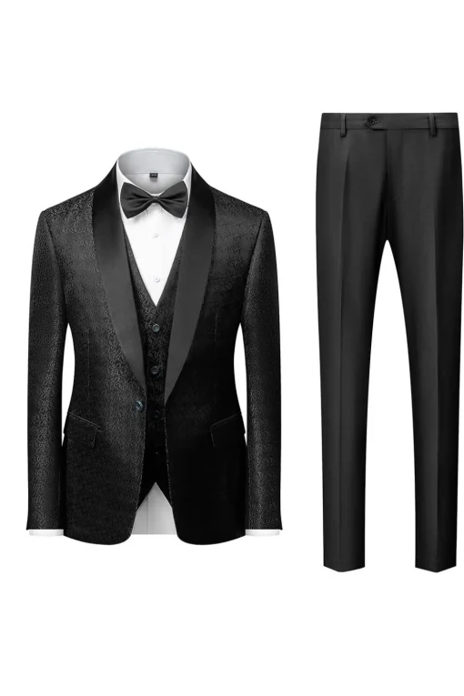 Black Men's 2-Piece Suits Shawl Lapel