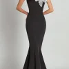 Black Mermaid One Shoulder with Sequin Flower Long Formal Dress