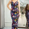 Black Mermaid Spaghetti Straps Embroidered Prom Dress with Slit