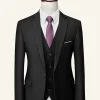 Black Notched Lapel 3 Piece Wedding Men Suits