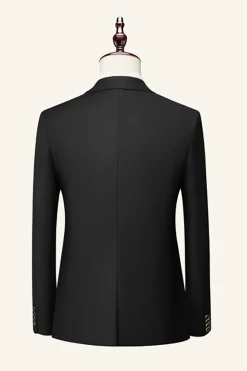 Black Notched Lapel 3 Piece Wedding Men Suits