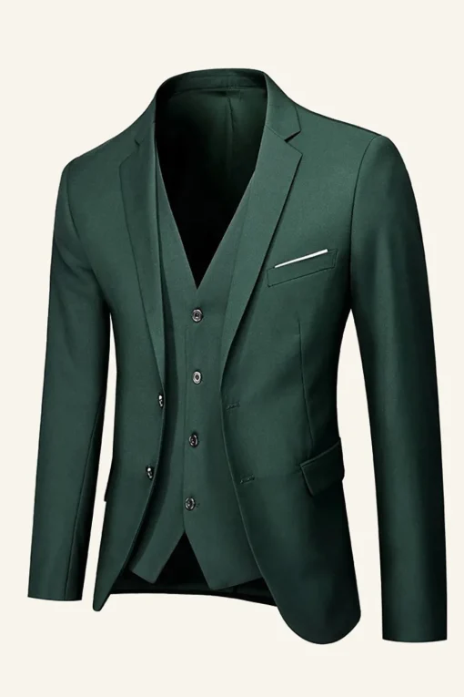Black Notched Lapel 3 Piece Wedding Men Suits