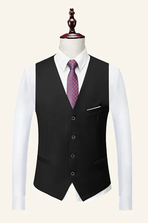 Black Notched Lapel 3 Piece Wedding Men Suits