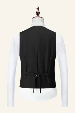 Black Notched Lapel 3 Piece Wedding Men Suits