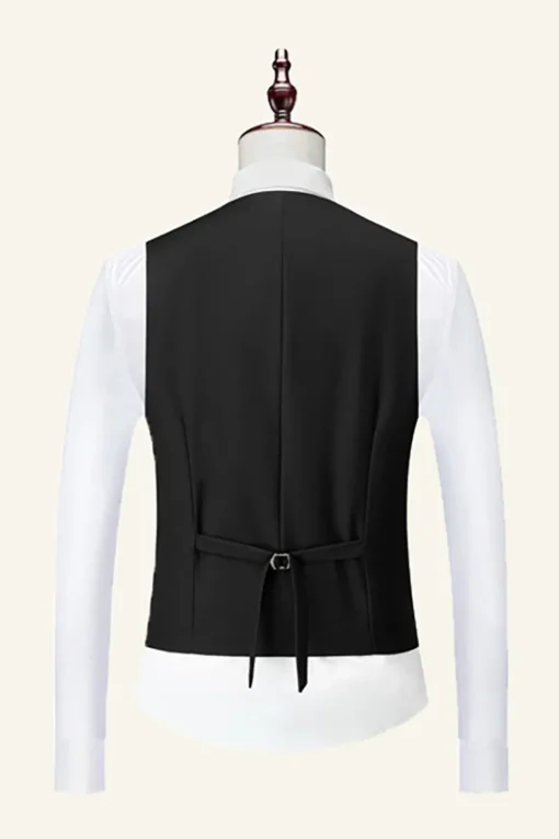 Black Notched Lapel 3 Piece Wedding Men Suits