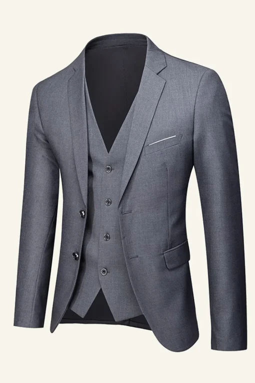 Black Notched Lapel 3 Piece Wedding Men Suits