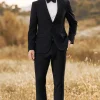 Black Notched Lapel Single Breasted 3 Pieces Men's Jacquard Suits