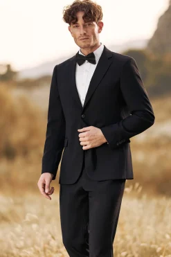 Black Notched Lapel Single Breasted 3 Pieces Men's Jacquard Suits