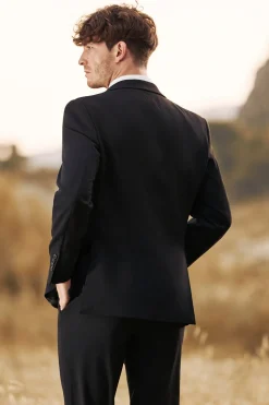 Black Notched Lapel Single Breasted 3 Pieces Men's Jacquard Suits