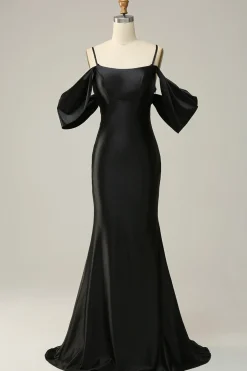 Black Off the Shoulder Mermaid Prom Dress with Backless