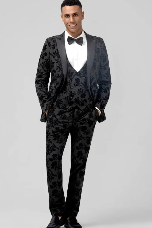 Black Peak Lapel 3 Pieces Men's Prom Suits