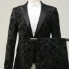 Black Peak Lapel Jacquard Men's Prom Suits