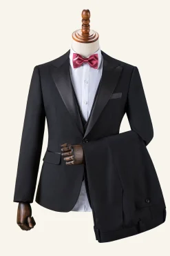 Black Peaked Lapel 3-Piece Men's Suit Tuxedo