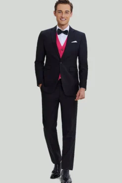 Black Pink 2 Piece Notched Lapel Men's Suits