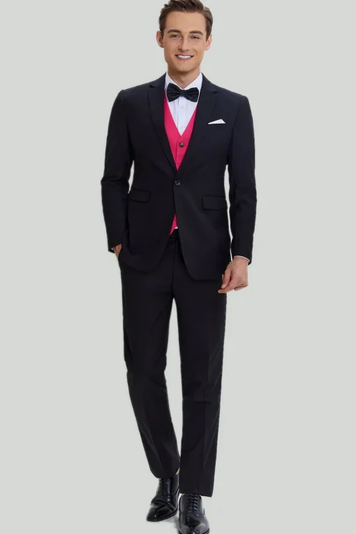 Black Pink 2 Piece Notched Lapel Men's Suits
