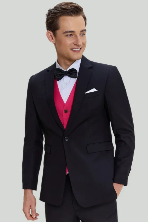 Black Pink 2 Piece Notched Lapel Men's Suits