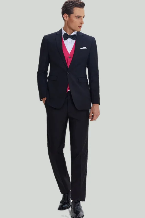 Black Pink 2 Piece Notched Lapel Men's Suits