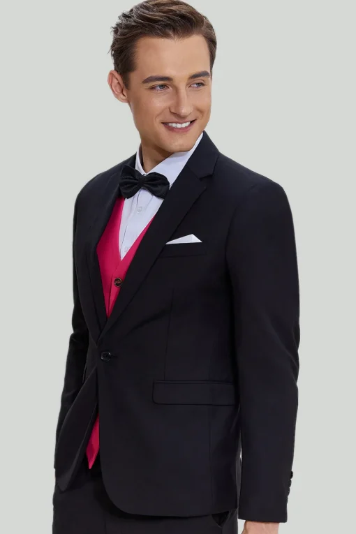Black Pink 2 Piece Notched Lapel Men's Suits