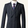 Black Pinstriped Double-Breasted 3-Piece Men's Suit