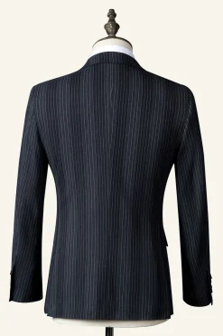 Black Pinstriped Double-Breasted 3-Piece Men's Suit