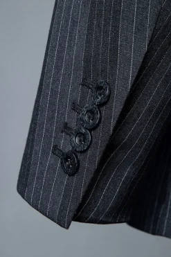 Black Pinstriped Double-Breasted 3-Piece Men's Suit