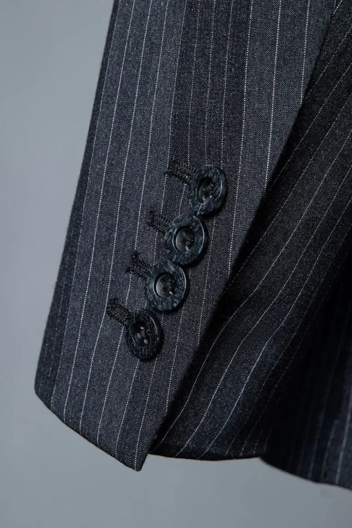 Black Pinstriped Double-Breasted 3-Piece Men's Suit