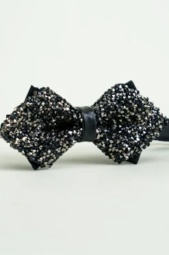 Black Rhinestones Adjustable Party Bow Ties