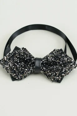 Black Rhinestones Adjustable Party Bow Ties