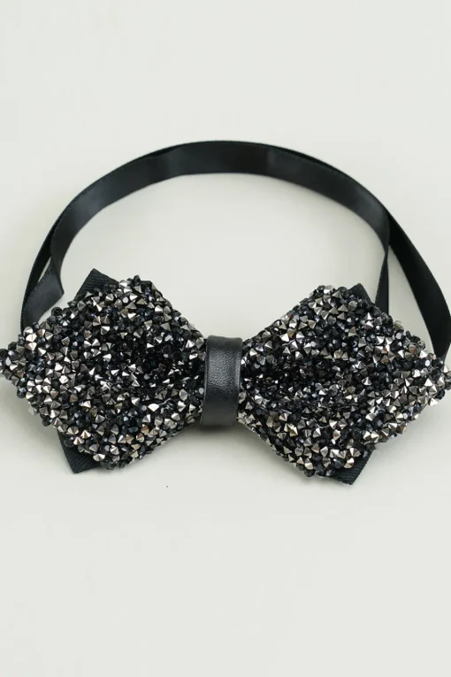 Black Rhinestones Adjustable Party Bow Ties