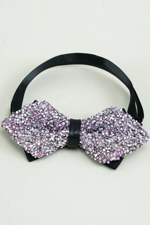 Black Rhinestones Adjustable Party Bow Ties