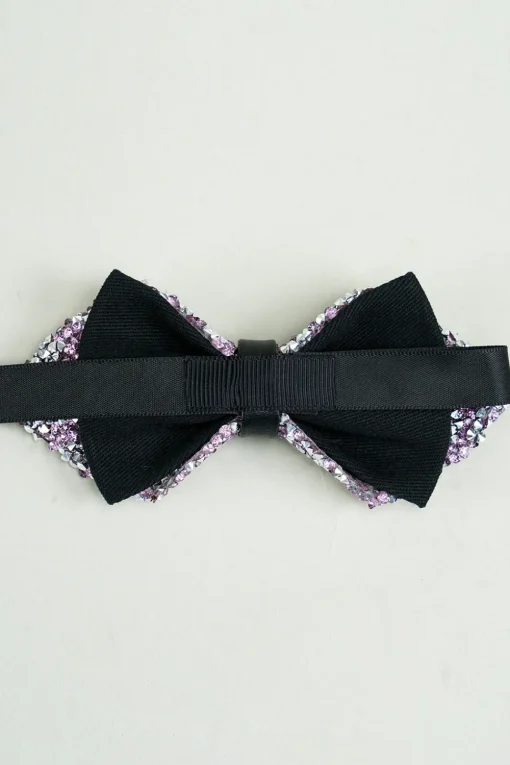 Black Rhinestones Adjustable Party Bow Ties
