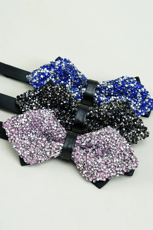 Black Rhinestones Adjustable Party Bow Ties