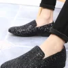 Black Sequined Slip-On Men's Shoes