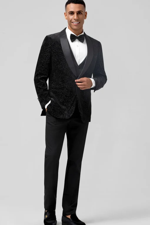 Black Shawl Lapel 3 Pieces One Button Men's Prom Suits
