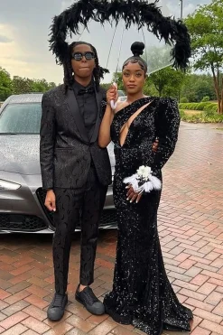 Black Shawl Lapel Jacquard 2 Piece Men's Prom Suits