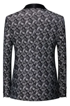 Black Shawl Lapel Print Men's Blazer