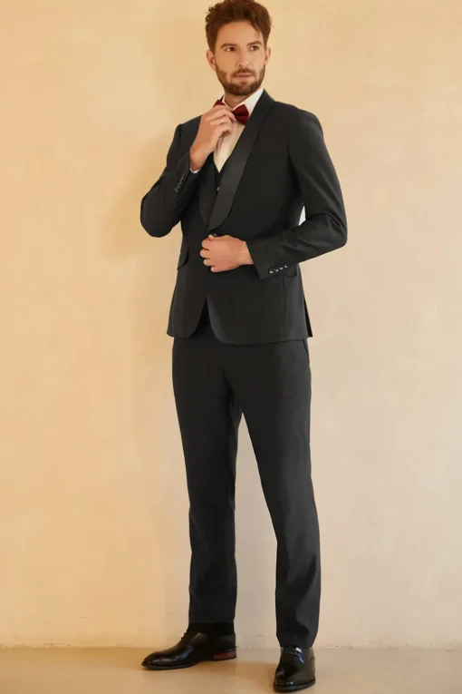 Black Shawl Lapel Single Breasted 3 Piece Men's Suits