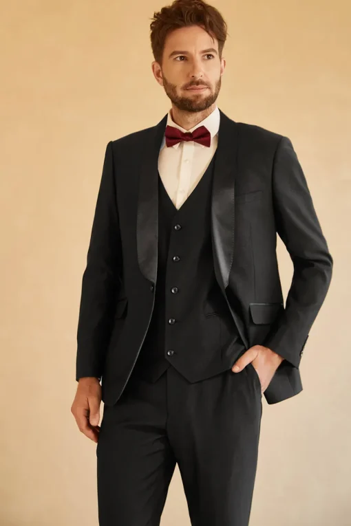 Black Shawl Lapel Single Breasted 3 Piece Men's Suits
