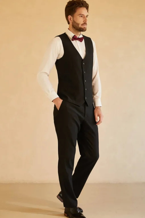 Black Shawl Lapel Single Breasted 3 Piece Men's Suits