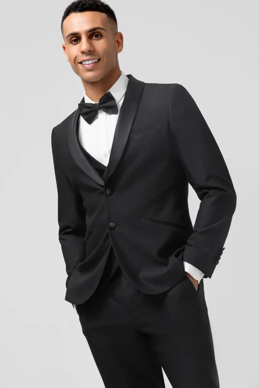 Black Shawl Lapel Single Breasted 3 Pieces Men's Prom Suits