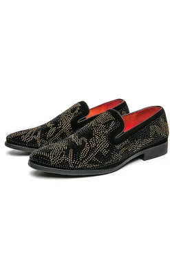 Black Slip-On Beaded Men Shoes