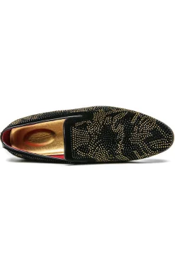 Black Slip-On Beaded Men Shoes