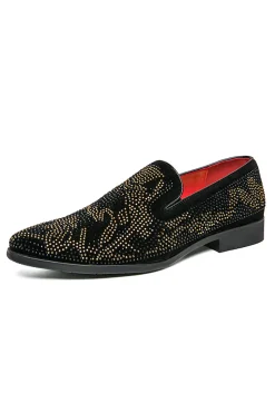 Black Slip-On Beaded Men Shoes