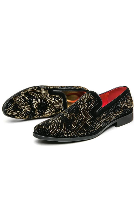 Black Slip-On Beaded Men Shoes
