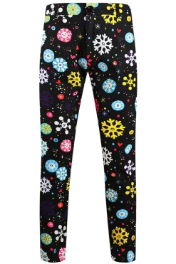 Black Snowflake Print Three Piece Men's Christmas Party Suit