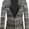 Black White Notched Lapel Men's Blazer