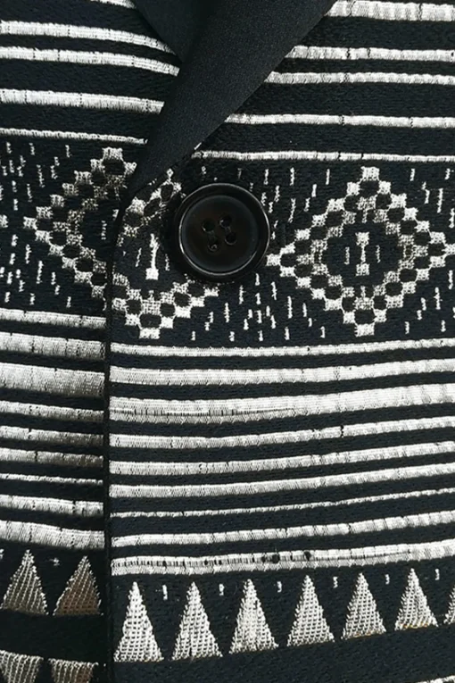 Black White Notched Lapel Men's Blazer